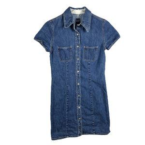 GAP Womens Snap Button Denim Shirt Dress Size 4